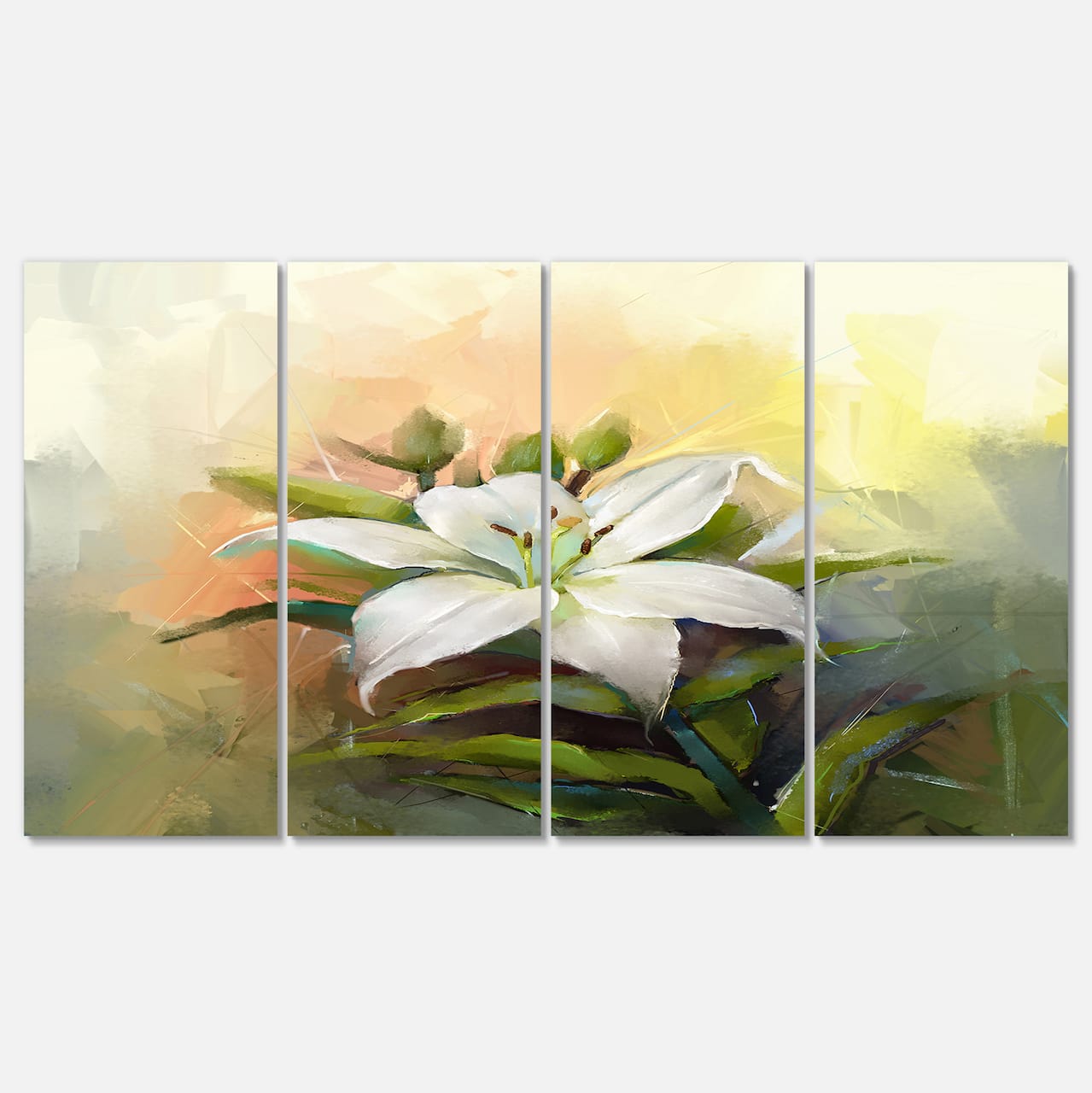 Designart - White Lily Flower Oil Painting - Large Floral Canvas Art Print